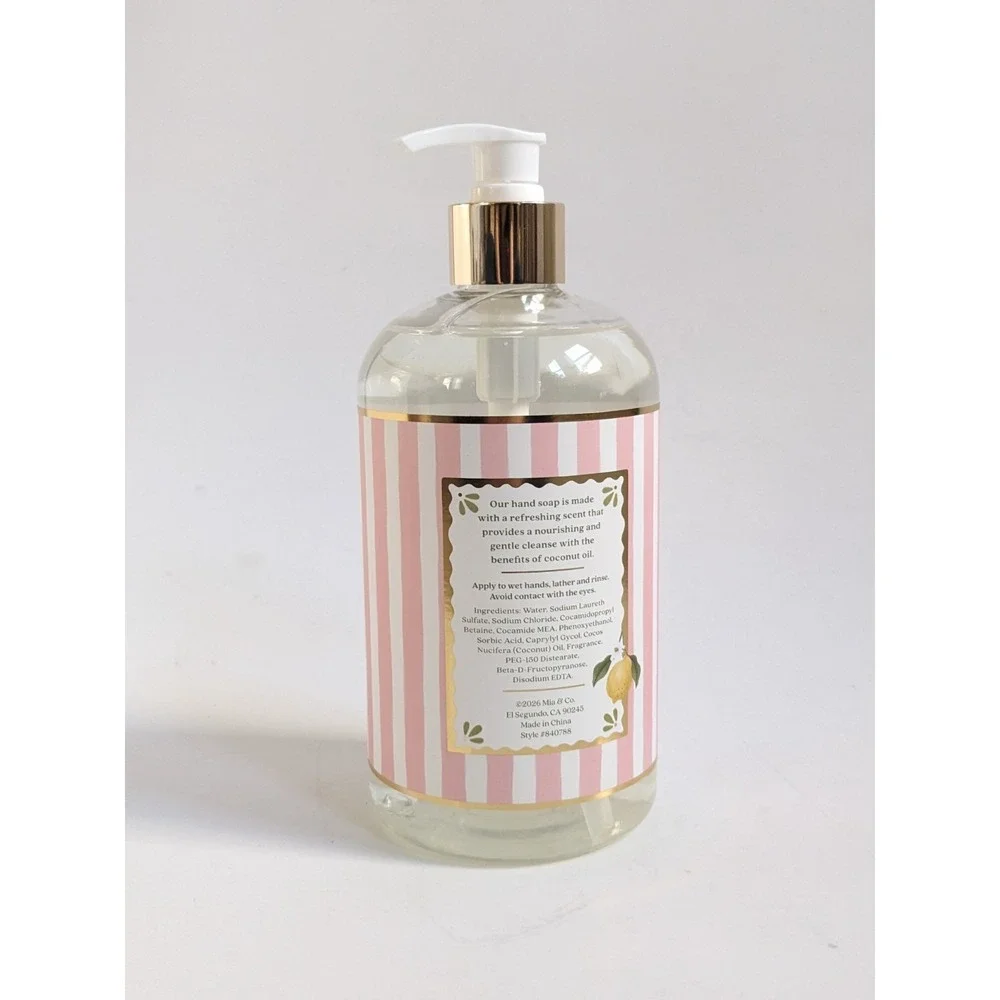 Mia & Co. Coconut Oil & Lemon Verbena Liquid Hand Soap 24 fl oz‎ Pump Bottle NEW
